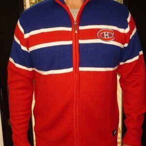 Hockeycore NHL Montreal Canadiens Zip Cardigan Sweater Red Blue Unisex Med NWT